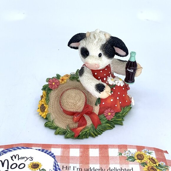 Mary's Moo Moos Coca-Cola “I Cudn't Be Happier” Enesco Cow Figurine 826979 Vtg - Picture 3 of 12